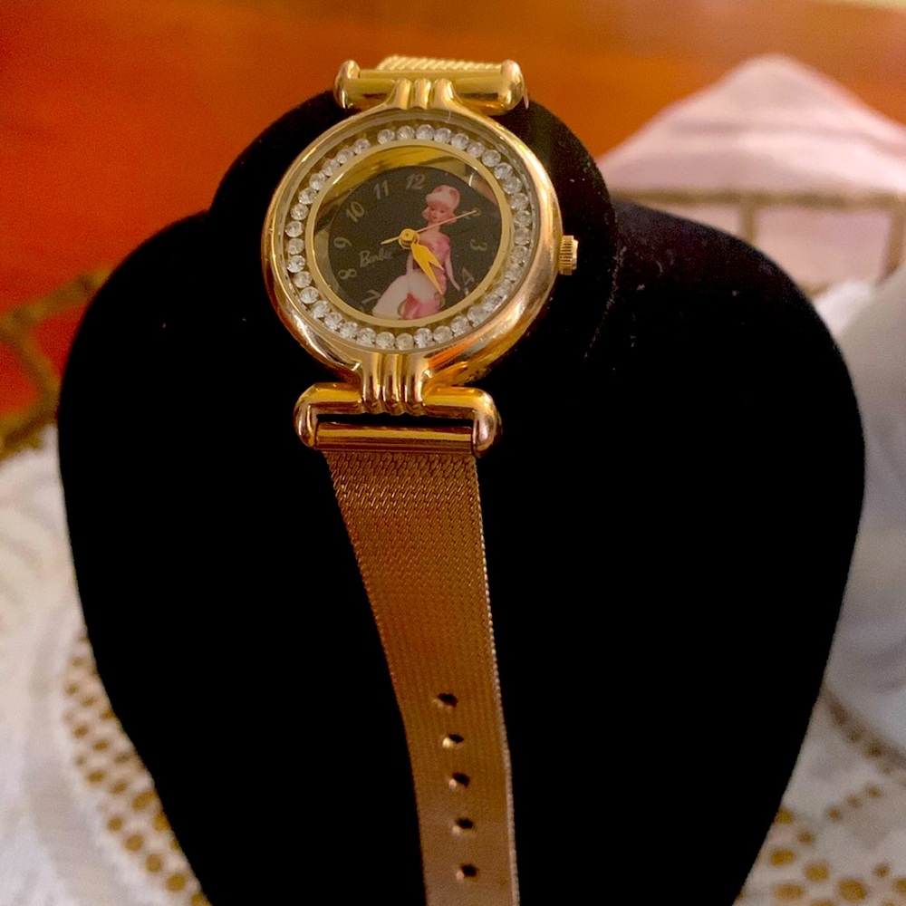 BARBIE WATCH GOLD COLLECTIBLE 1996 MATTEL (RARE) WITH CRYSTALS